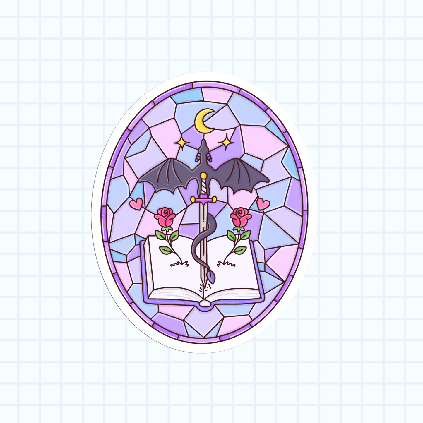 Dragon Books Stained Glass Fantasy Romantasy Fourth Wing Book Sticker