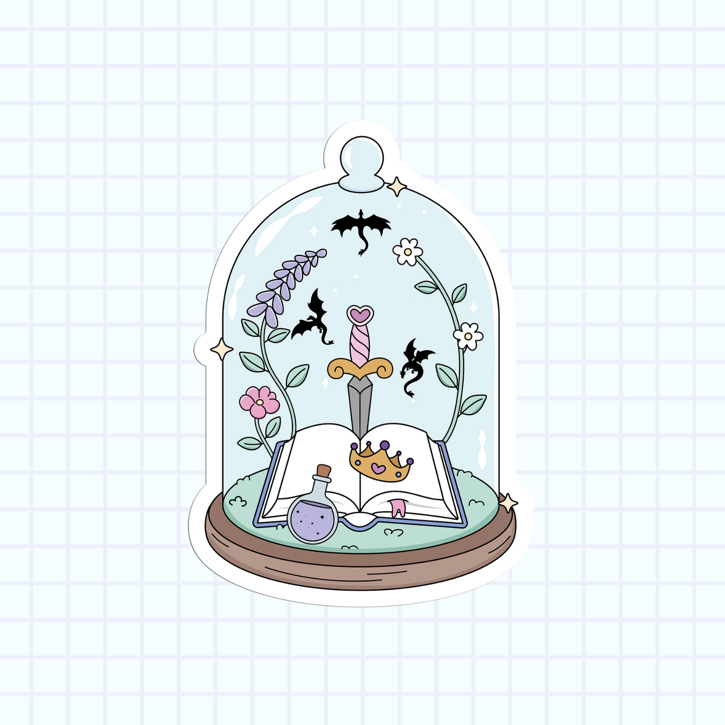 Dragon Books Glass Dome Sticker