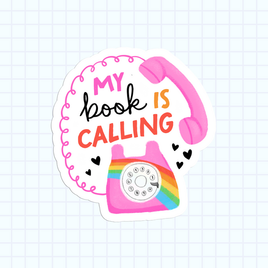My Book Is Calling Sticker
